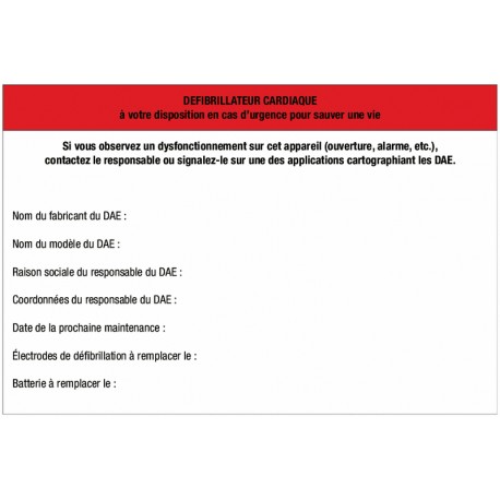 DEF501 - Etiquette de maintenance pour défibrillateur x 3