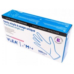 FOR938-Boîte de 100 gants vinyle  non poudrés taille M