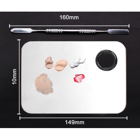 Plaque et spatule inox pour maquillage secourisme