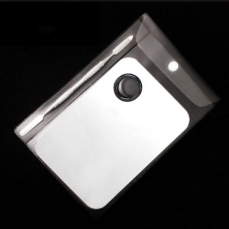 Plaque et spatule inox pour maquillage secourisme